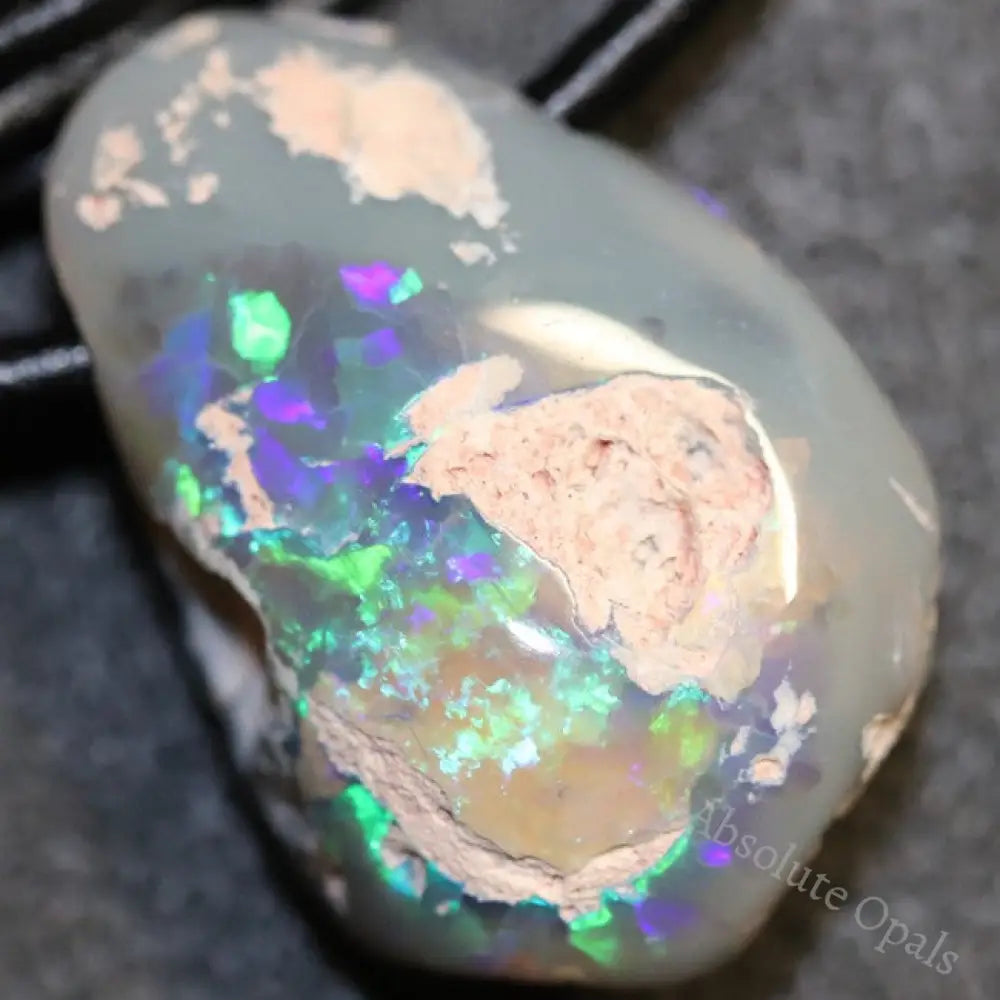 Australian Opal Lightning Ridge Drilled Greek Leather Mounted Pendant Necklace 27.40 Cts Jewellery