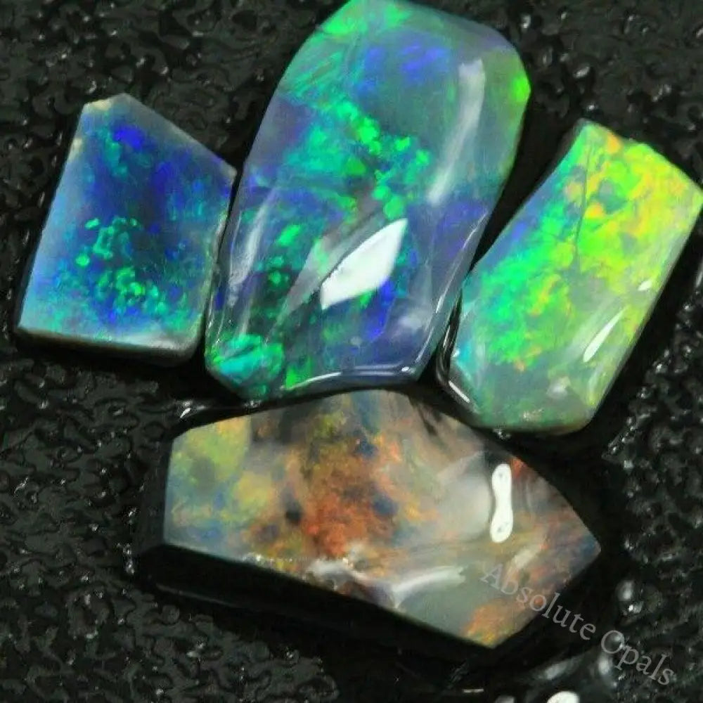 Black Opals Lightning Ridge Solid Rough Parcel Rub 4 Pcs 9.60 Cts Rough Opal