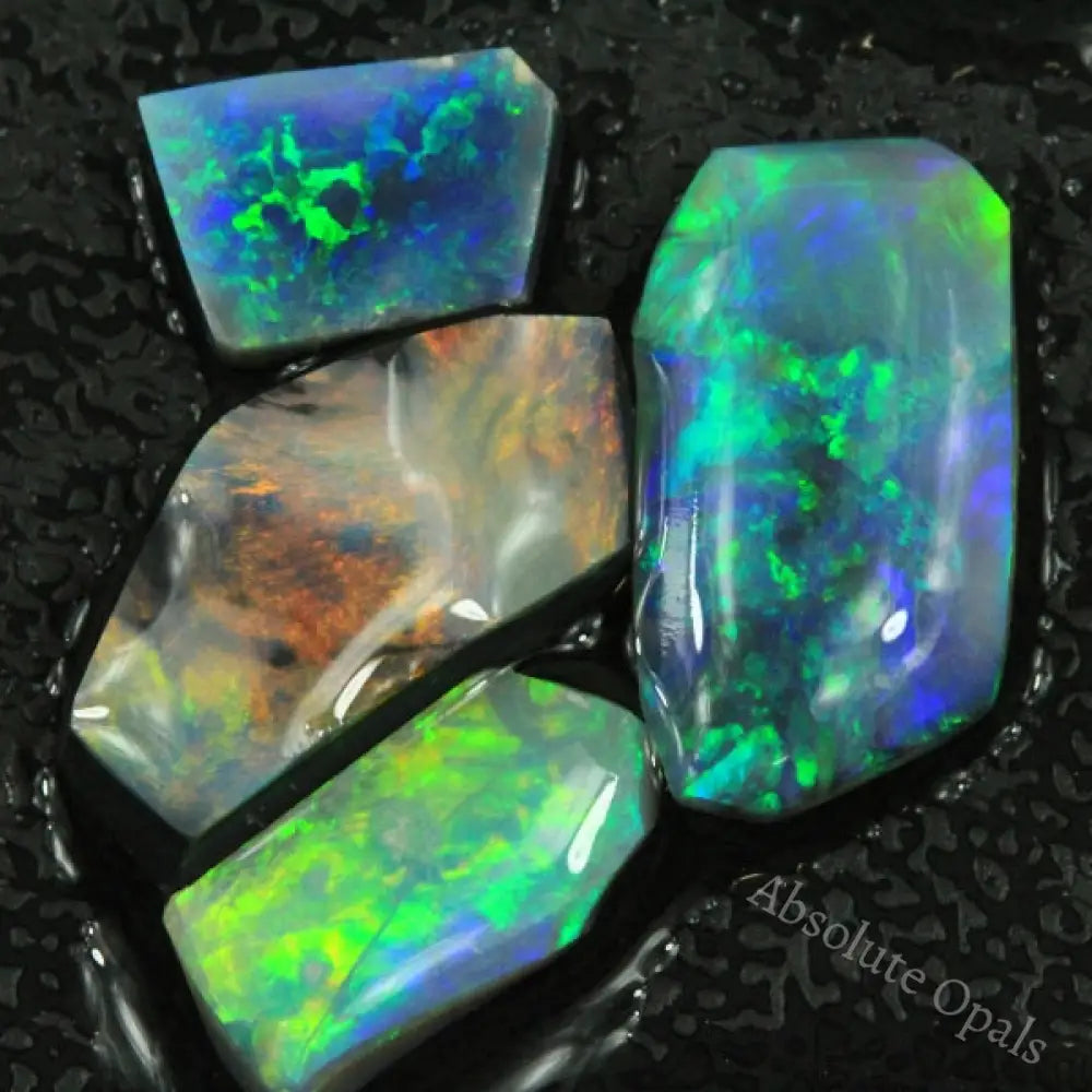 Black Opals Lightning Ridge Solid Rough Parcel Rub 4 Pcs 9.60 Cts Rough Opal