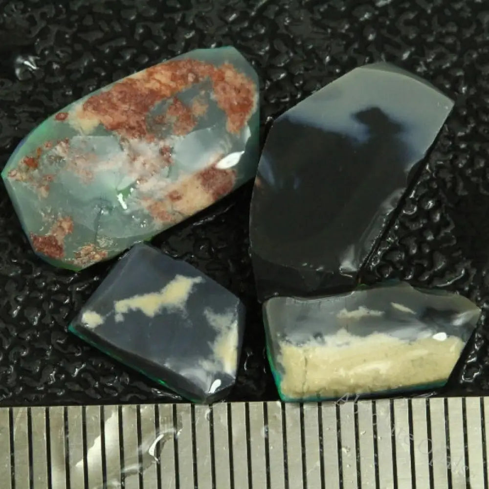 Black Opals Lightning Ridge Solid Rough Parcel Rub 4 Pcs 9.60 Cts Rough Opal