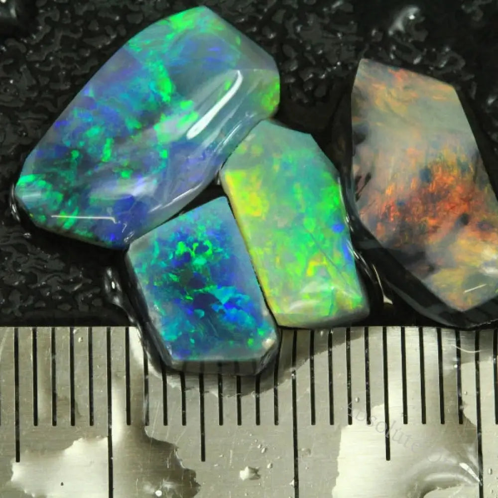 Black Opals Lightning Ridge Solid Rough Parcel Rub 4 Pcs 9.60 Cts Rough Opal