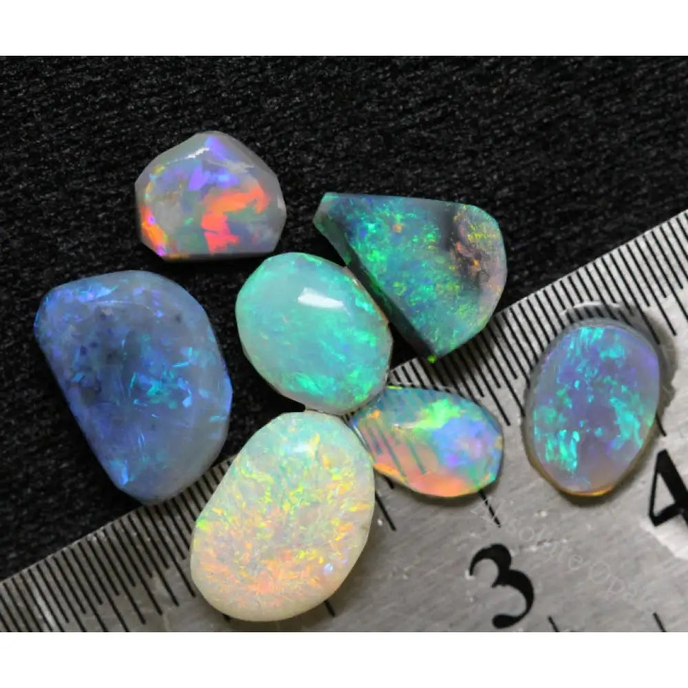 Black Opals Rough Lightning Ridge Rubs 7Pcs 12.70Cts Opal