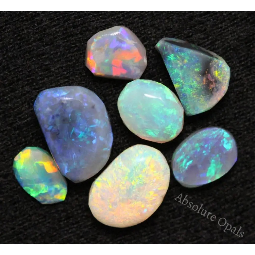 Black Opals Rough Lightning Ridge Rubs 7Pcs 12.70Cts Opal