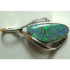 Lightning Ridge Solid Opal Gem Green Fire Sterling Silver 925 Pendant 2.8G L29Mm Jewellery