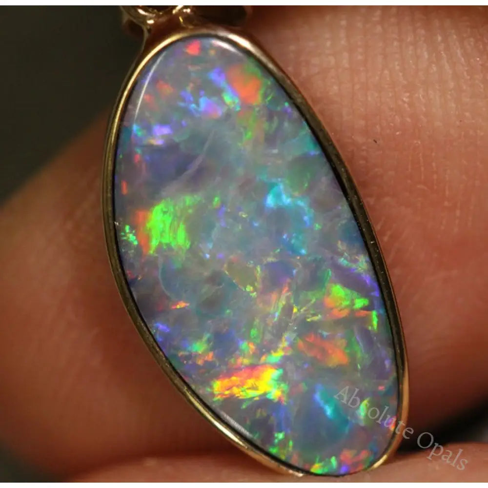 Opal Pendant Australian Doublet 14K Gold Jewelry 1.12G 23.3Mm Jewellery