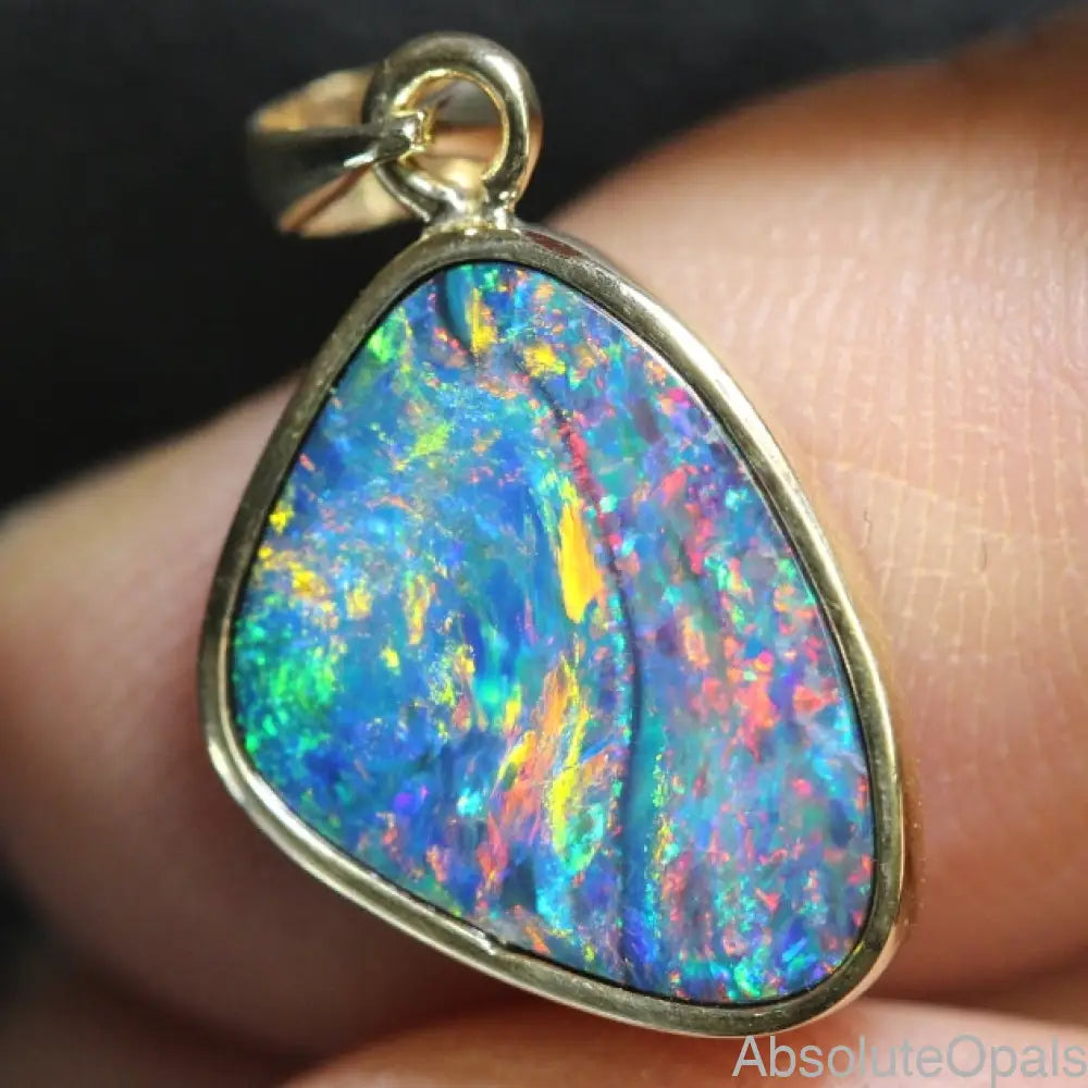 Opal Pendant Australian Doublet 14K Gold Jewelry 1.54G 21.6Mm Jewellery