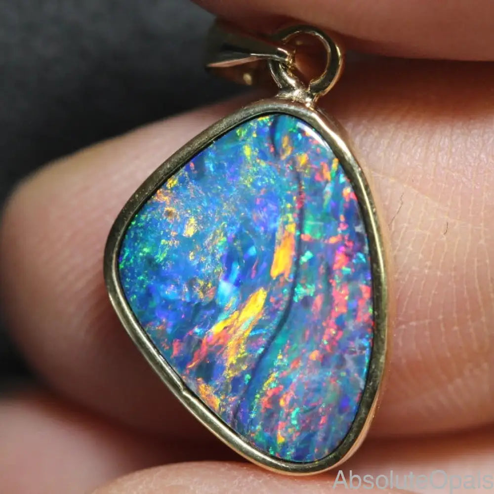 Opal Pendant Australian Doublet 14K Gold Jewelry 1.54G 21.6Mm Jewellery