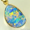 Opal Pendant Australian Gem Doublet Bright 14K Gold 0.77G 21Mm Jewellery