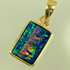 Opal Pendant Australian Gem Doublet Bright Red Fire 14K Gold 0.87G 19Mm Jewellery