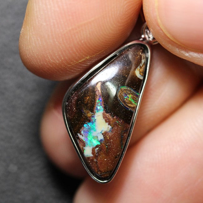 Australian Boulder Opal Pendant Sterling Silver L29.2 mm 2.5 g